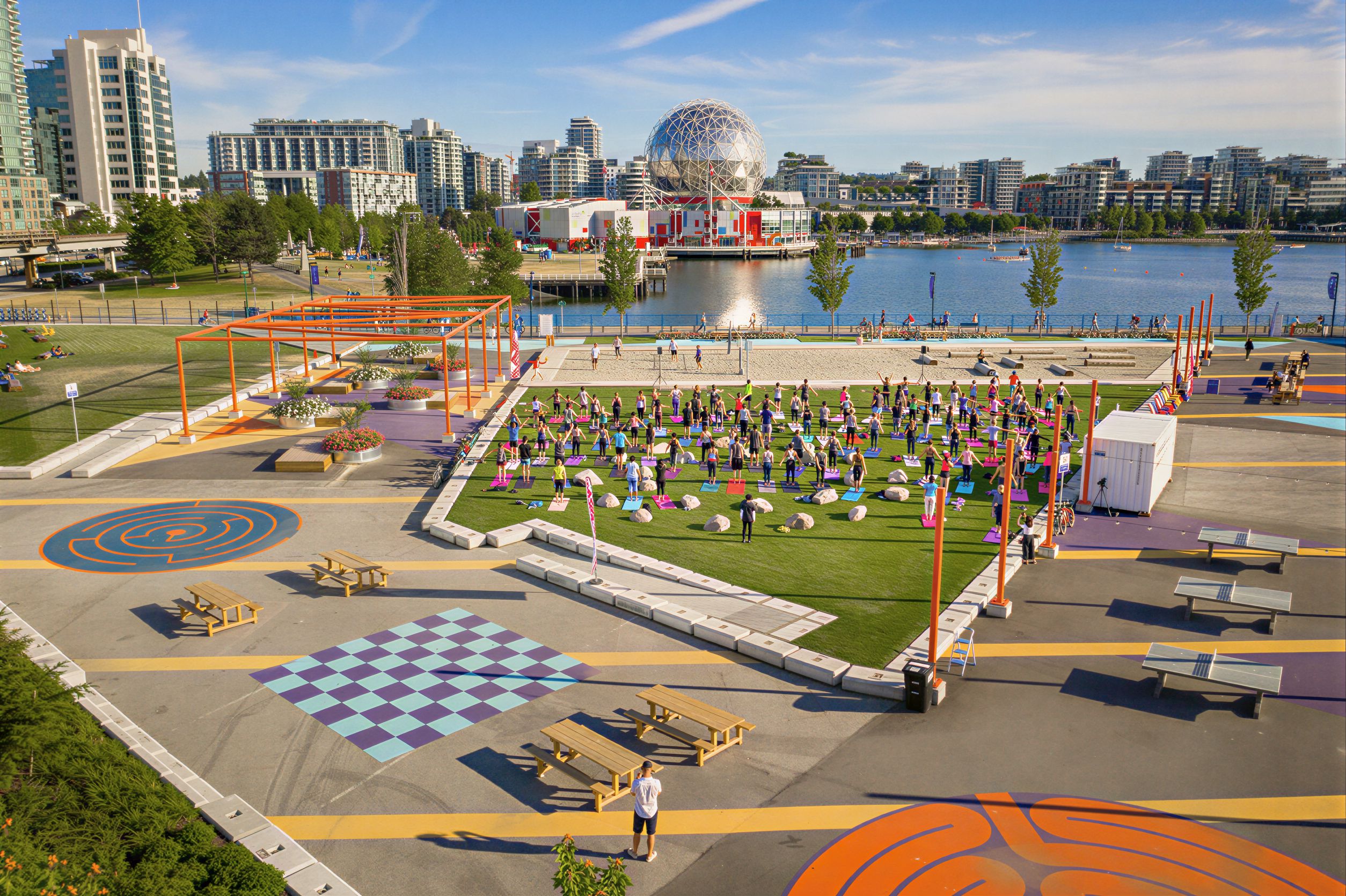 Visitors enjoying the pop-up park